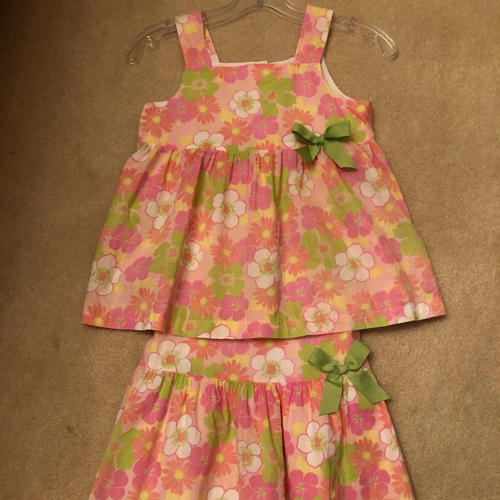 Rags Land Boutique Girls Floral Top/Skirt Sz 10/12
